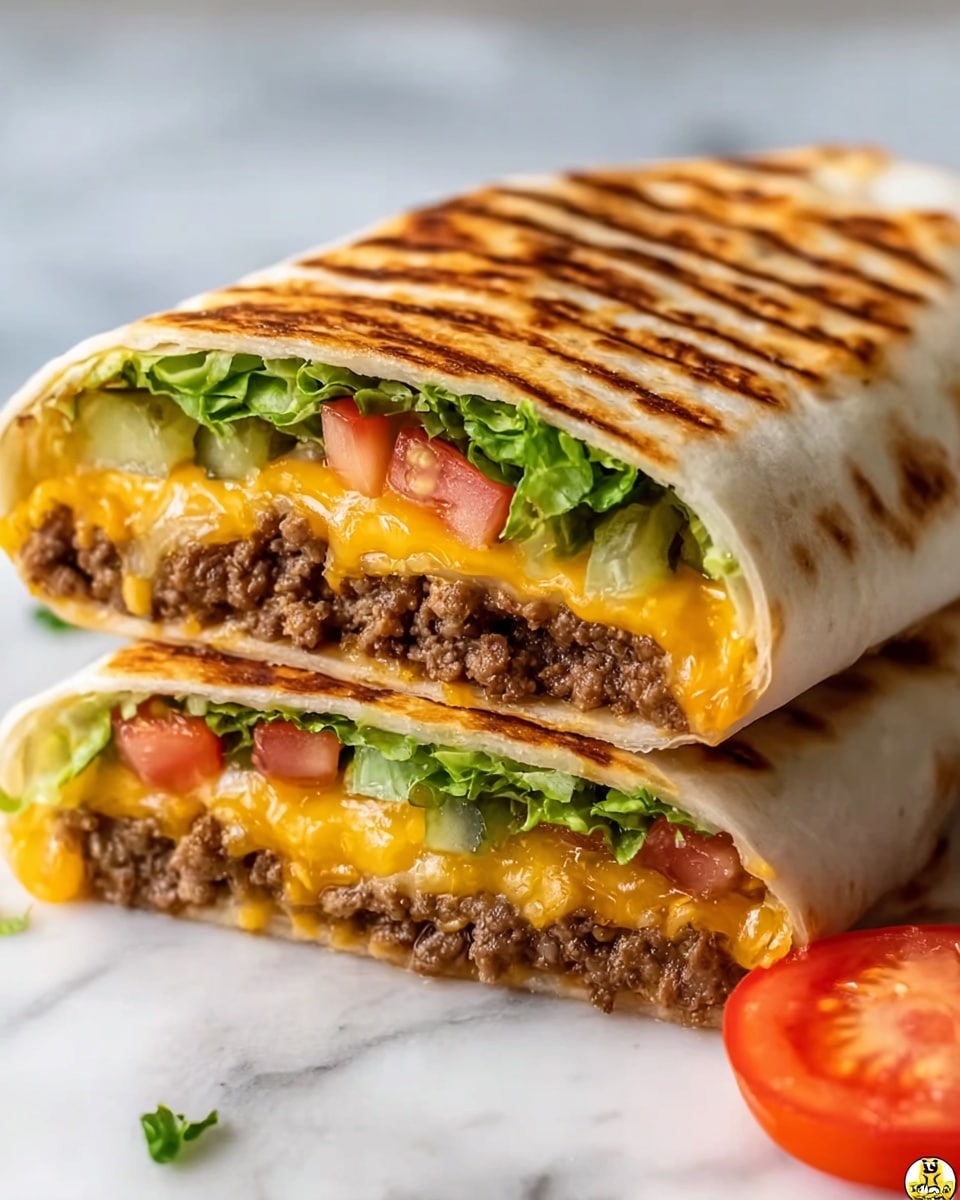 Grilled Cheeseburger Wraps Recipe - Recipe Image