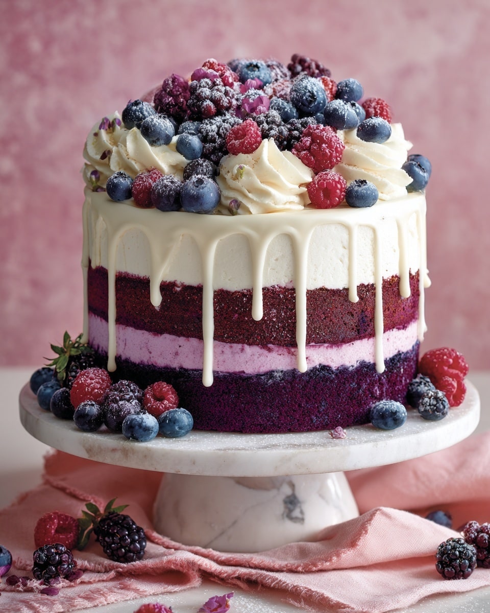 White Chocolate Blackberry Poke Cake Recipe - Recipe Image