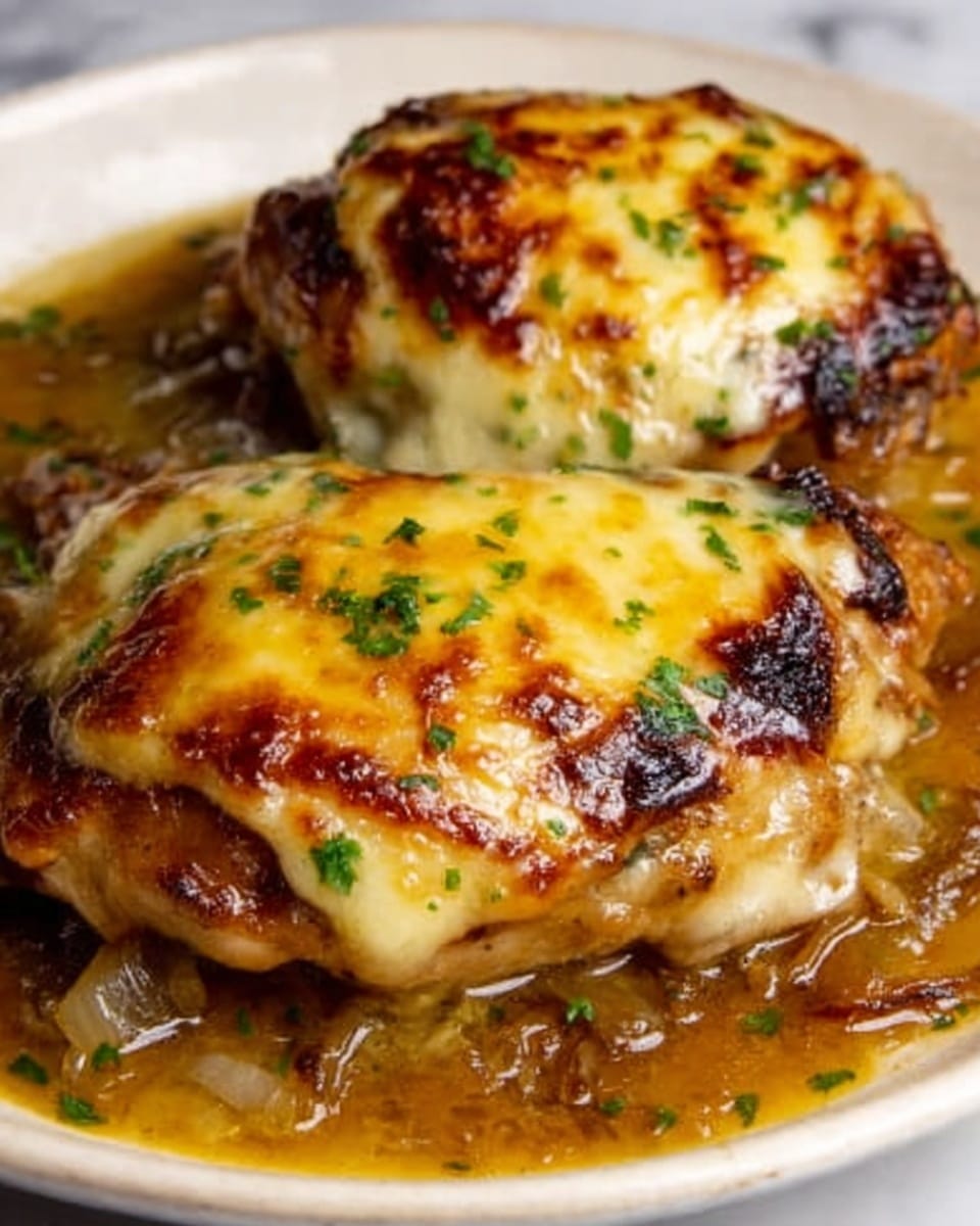 Easy One Pan French Onion Stuffed Chicken Recipe - Recipe Image