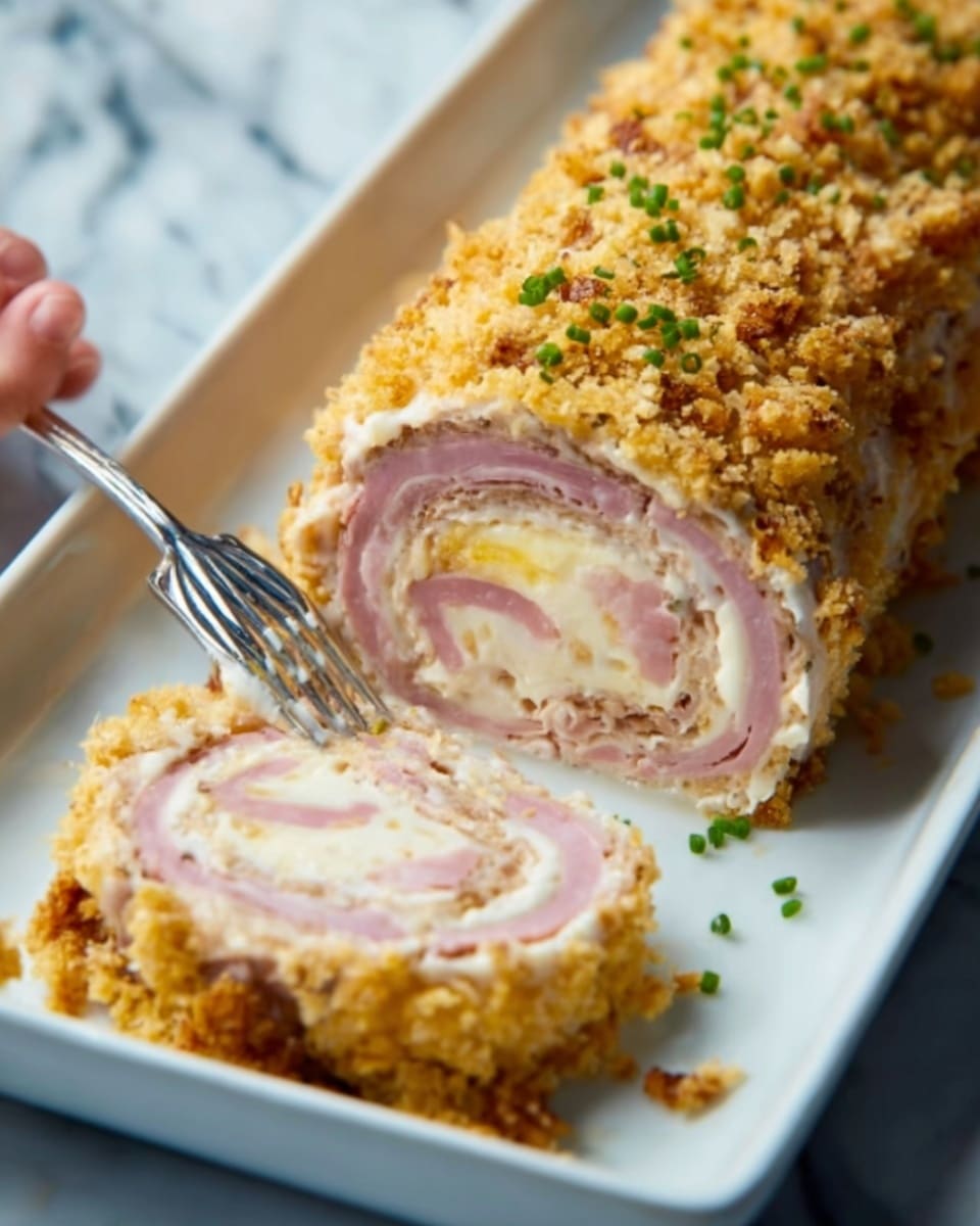 Chicken Cordon Bleu Meatloaf with Dijon Parmesan Sauce Recipe - Recipe Image