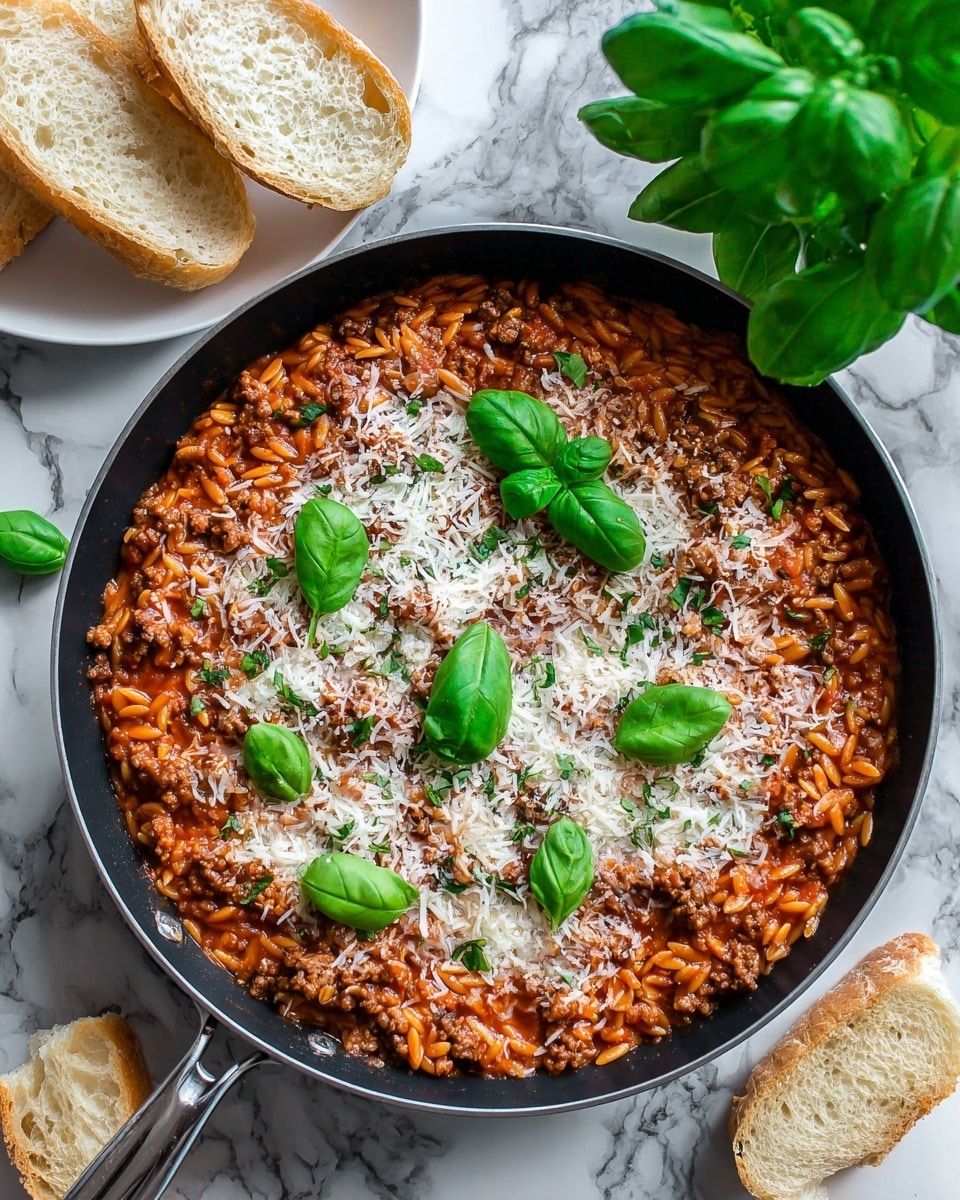 Ground Beef and Orzo Skillet Recipe - Recipe Image