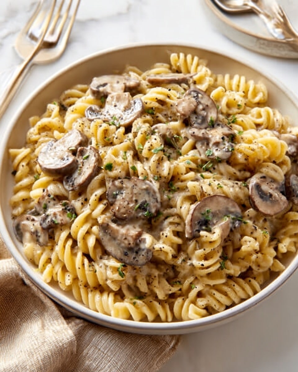 Creamy Mushroom Fettuccine Pasta Recipe - Recipe Image