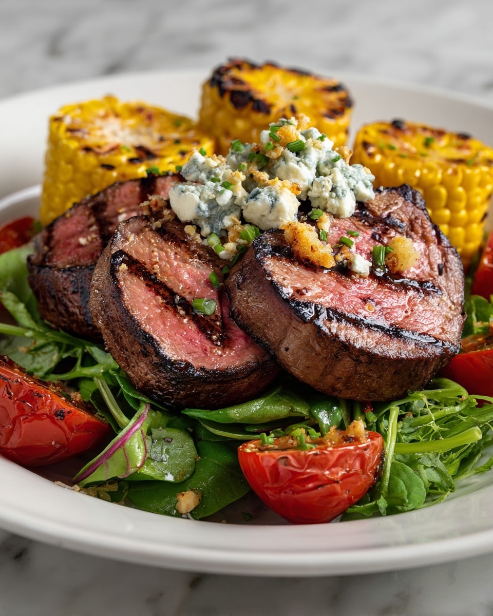 Balsamic Steak Gorgonzola Salad with Grilled Corn Recipe - Recipe Image