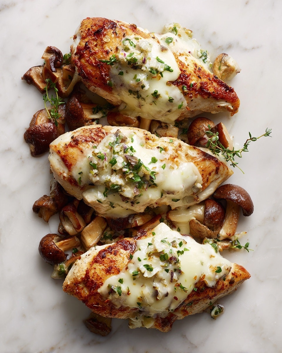 Cheesy Garlic Butter Mushroom Stuffed Chicken Recipe - Recipe Image