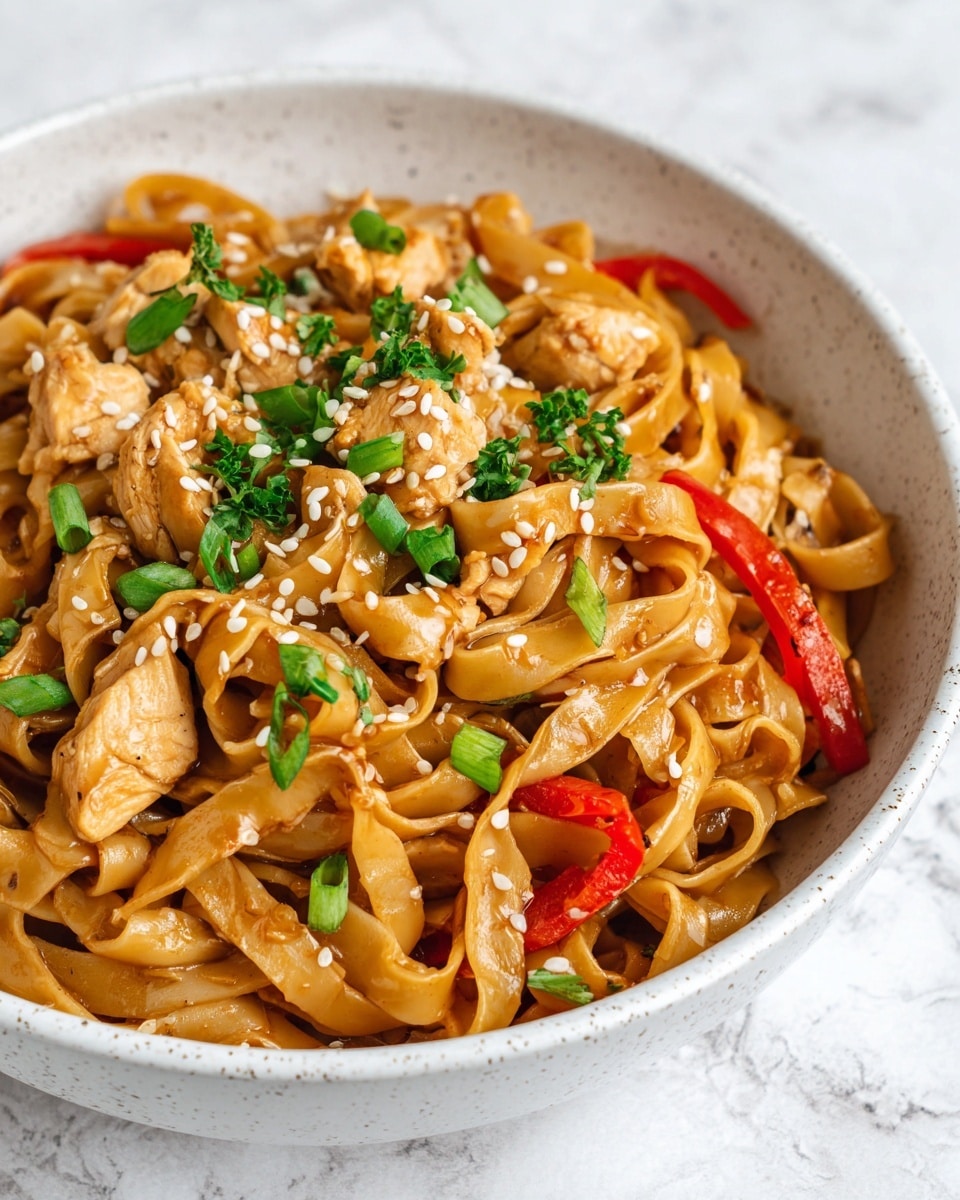 Crispy Garlic Chicken Drunken Noodles Recipe - Recipe Image