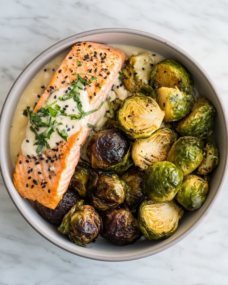 Teriyaki Salmon Bowls with Crispy Brussels Sprouts Recipe - Recipe Image