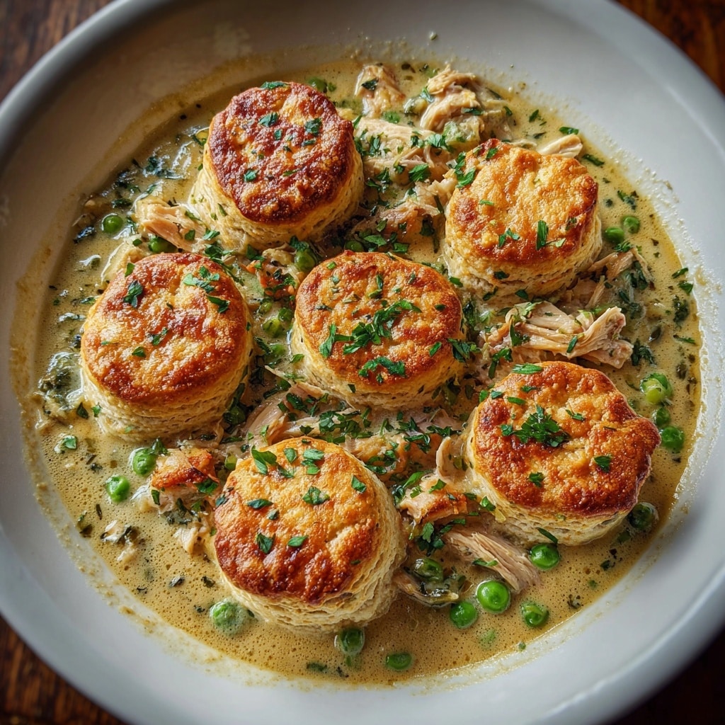 Chicken Pot Pie with Cheddar Chive Biscuits Recipe - Recipe Image