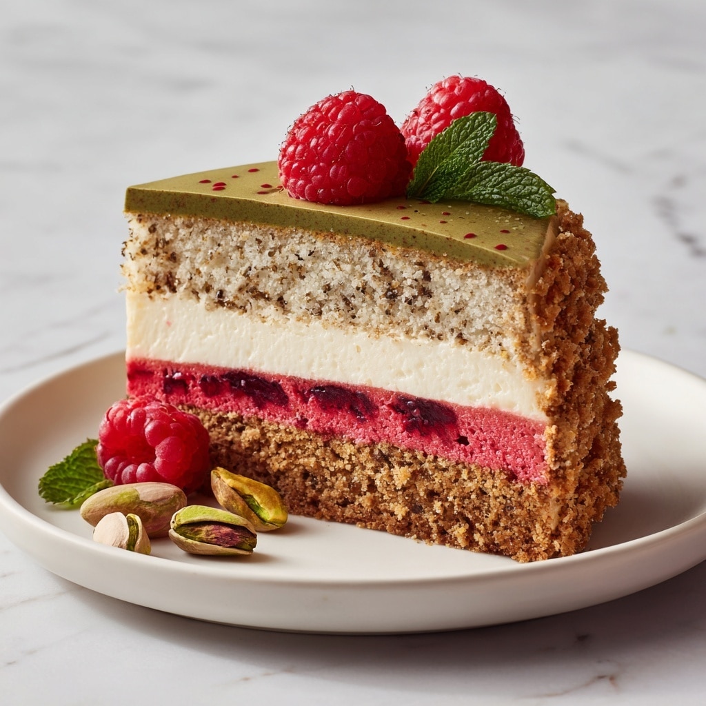 Elegant Pistachio Raspberry Crunch Cheesecake Recipe - Recipe Image