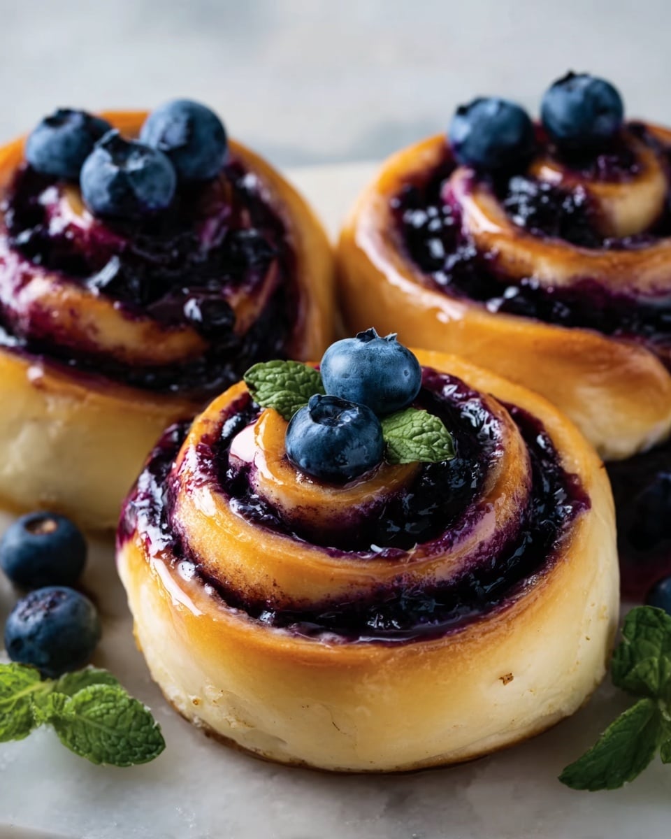 Blueberry Cinnamon Rolls with Cream Cheese Frosting Recipe - Recipe Image
