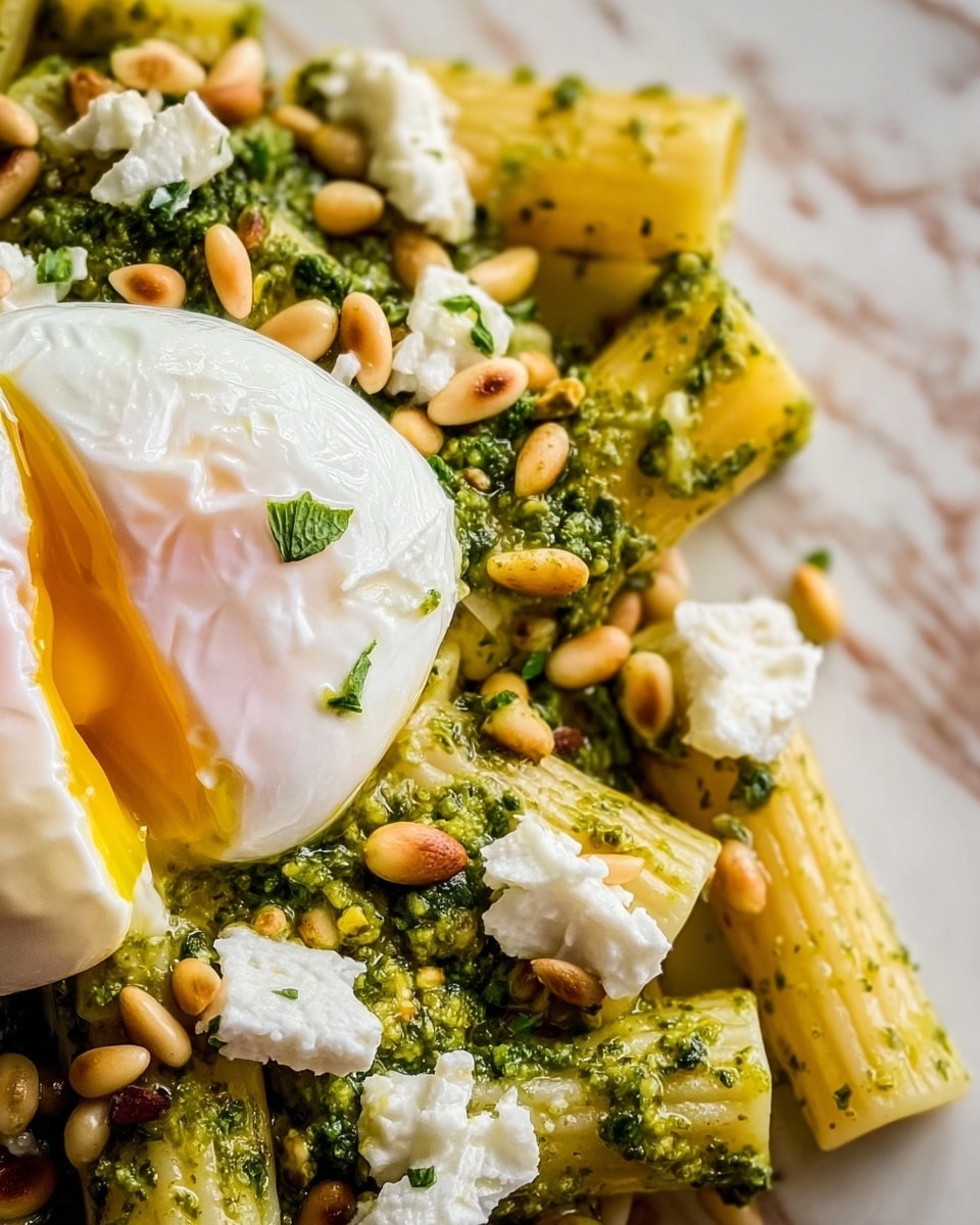Lemon Pesto Rigatoni with Burrata & Roasted Pine Nuts Recipe - Recipe Image