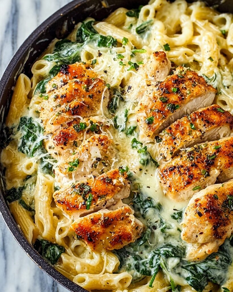 Spinach & Artichoke Dip Pasta with Chicken Recipe