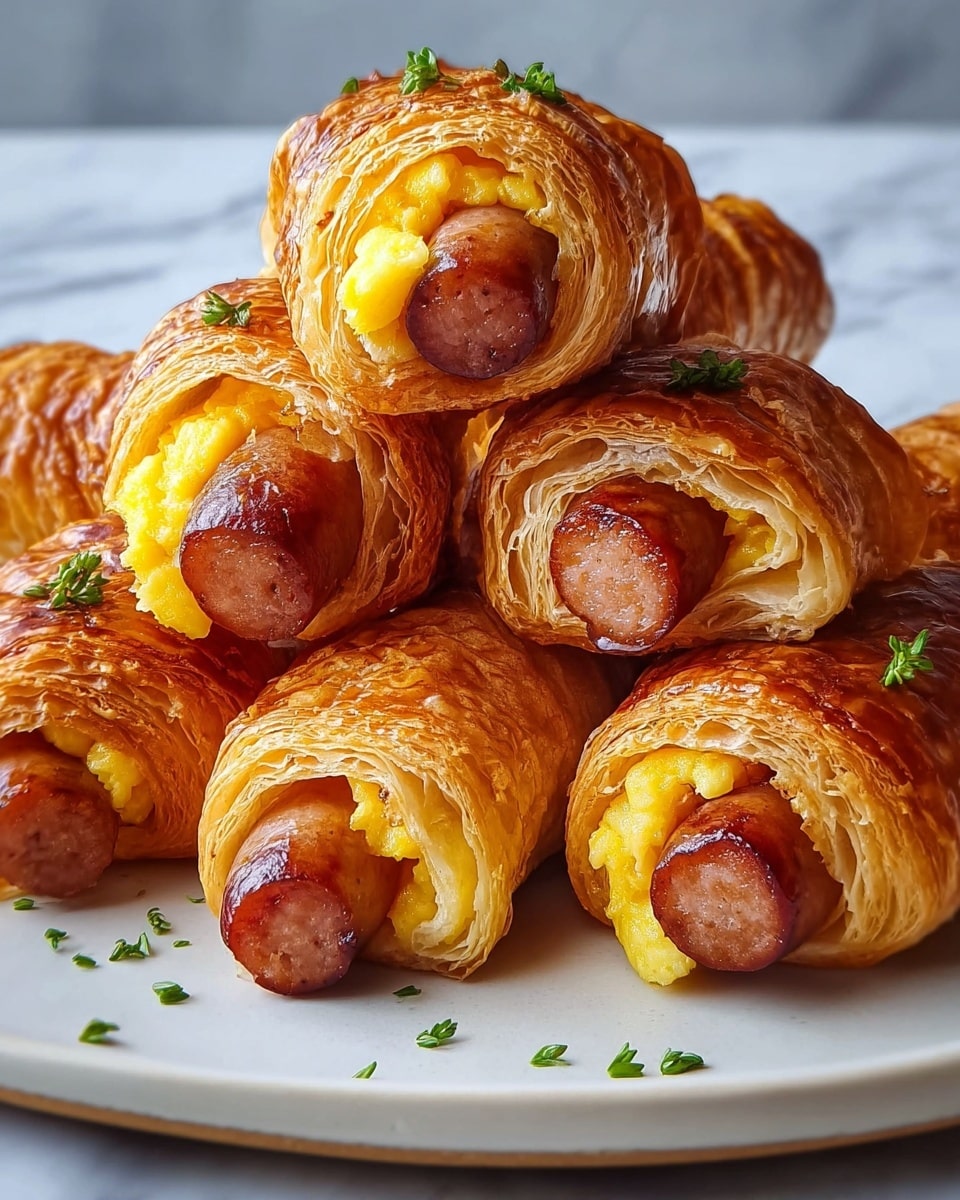 Breakfast Pigs in a Blanket with Cheddar and Scrambled Eggs Recipe - Recipe Image