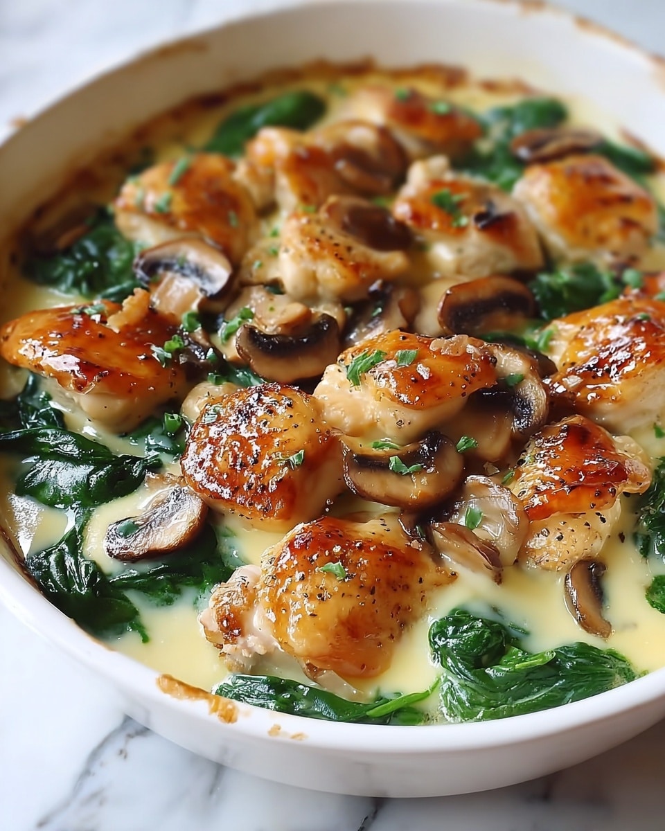 Chicken, Spinach, and Mushroom Low-Carb Oven Bake Recipe - Recipe Image