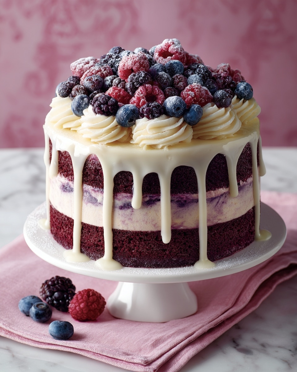 White Chocolate Blackberry Poke Cake Recipe - Recipe Image