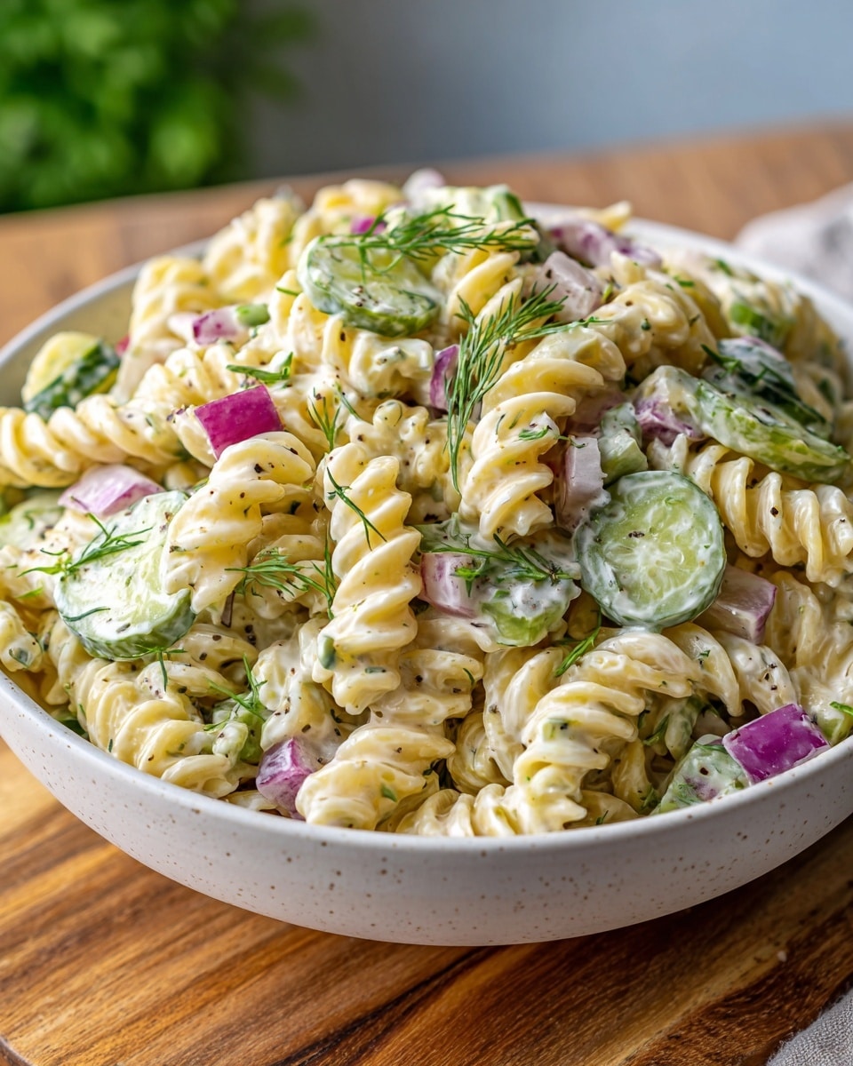 Tangy Dill Pickle Pasta Salad Recipe - Recipe Image