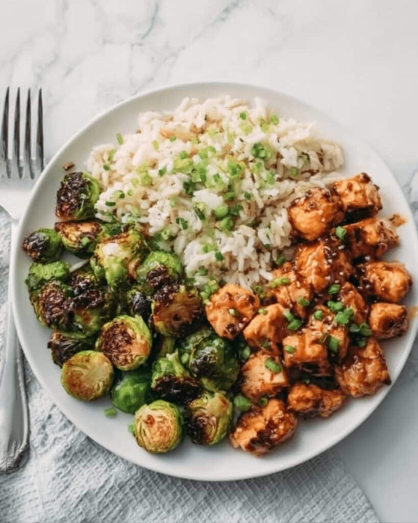 Air Fryer Sweet Chili Chicken and Brussels Sprouts Recipe