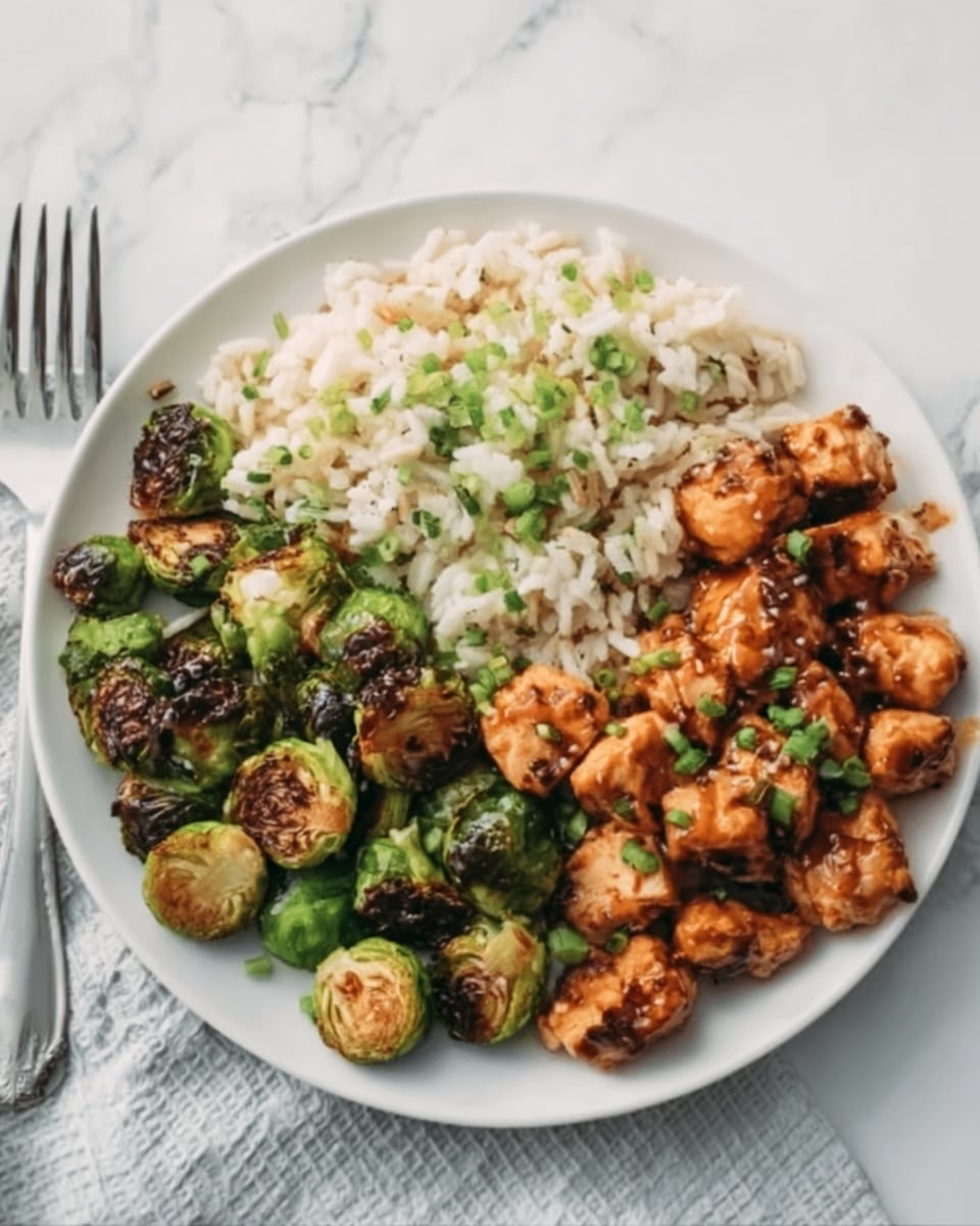 Air Fryer Sweet Chili Chicken and Brussels Sprouts Recipe - Recipe Image