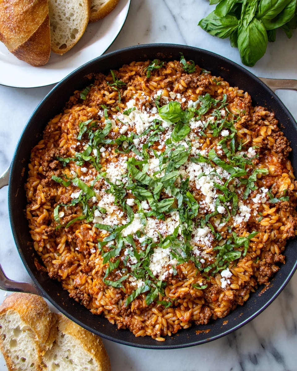 Ground Beef and Orzo Skillet Recipe - Recipe Image