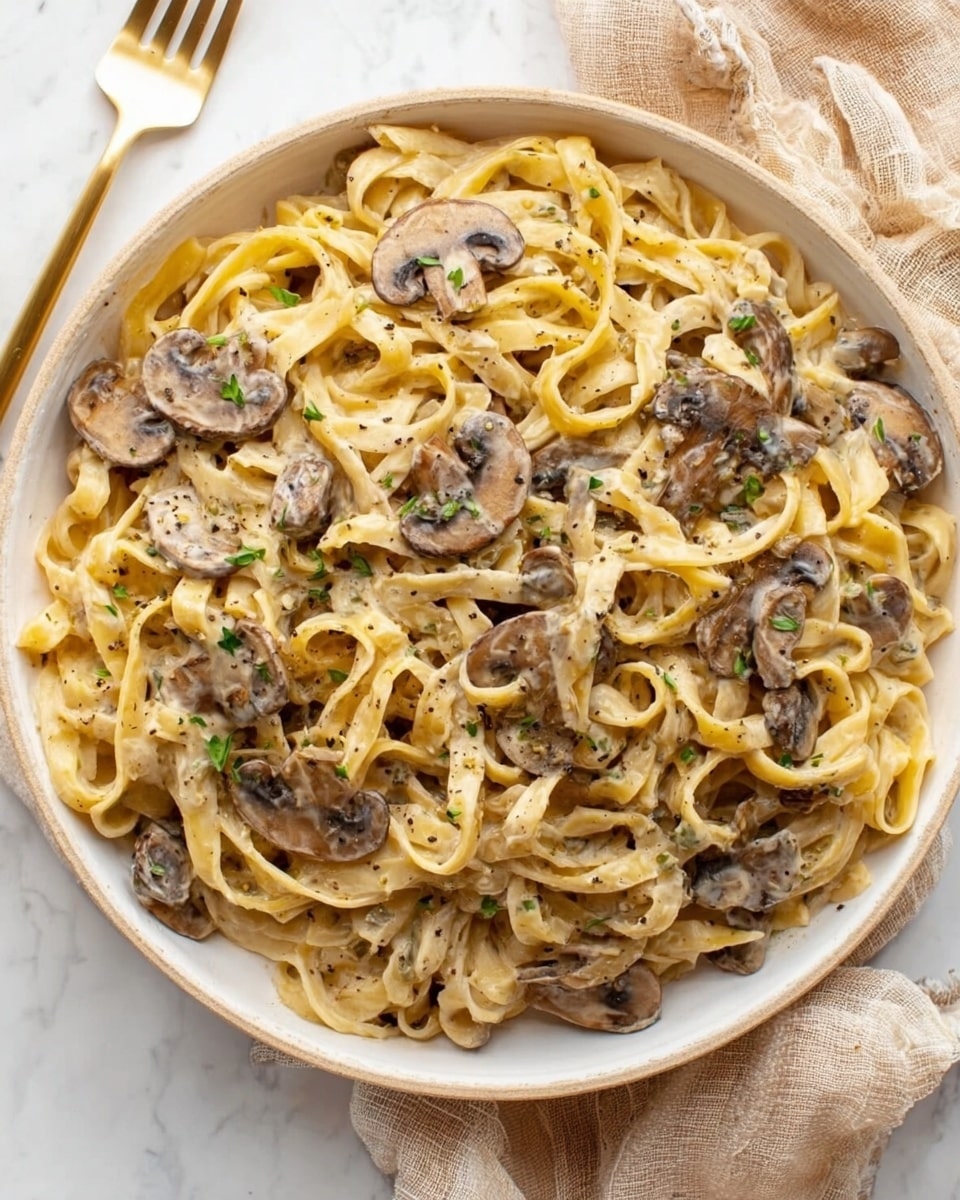 Creamy Mushroom Fettuccine Pasta Recipe - Recipe Image