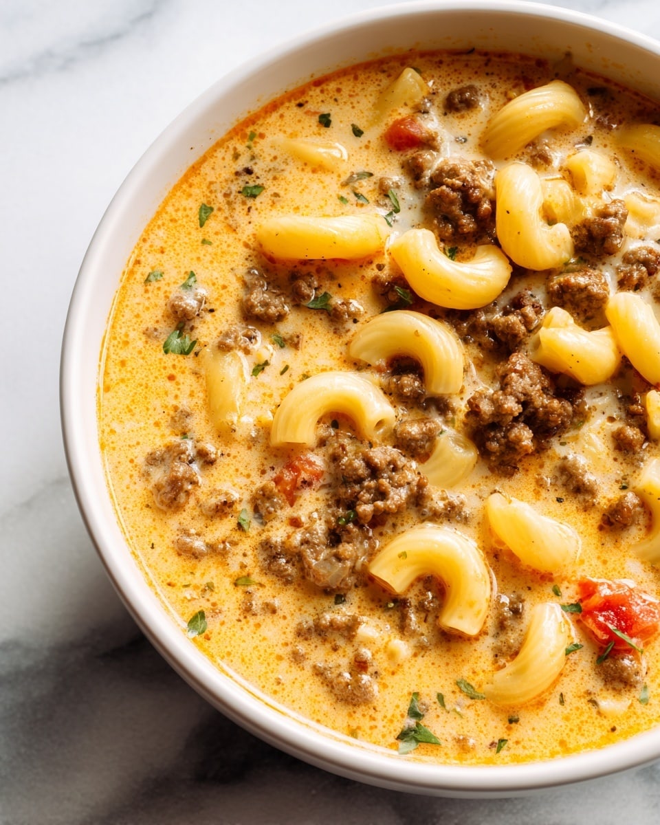 One-Pot Macaroni Cheeseburger Soup Recipe - Recipe Image