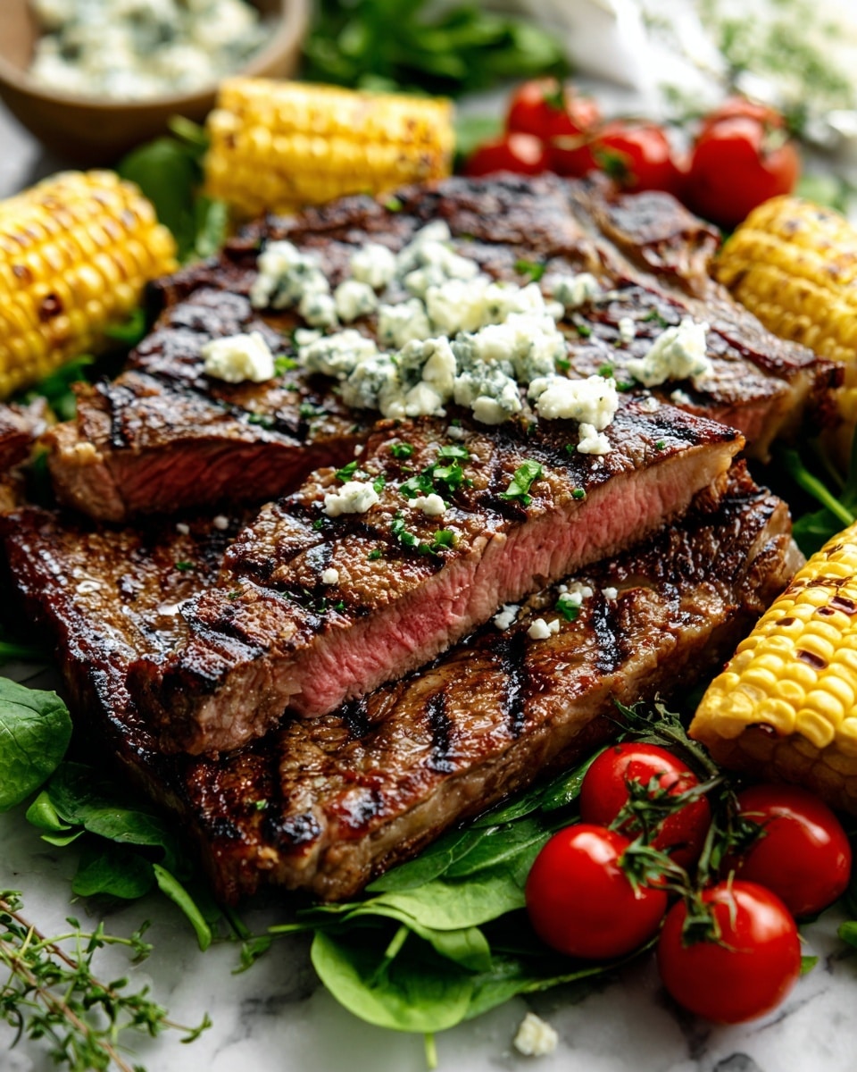 Balsamic Steak Gorgonzola Salad with Grilled Corn Recipe - Recipe Image