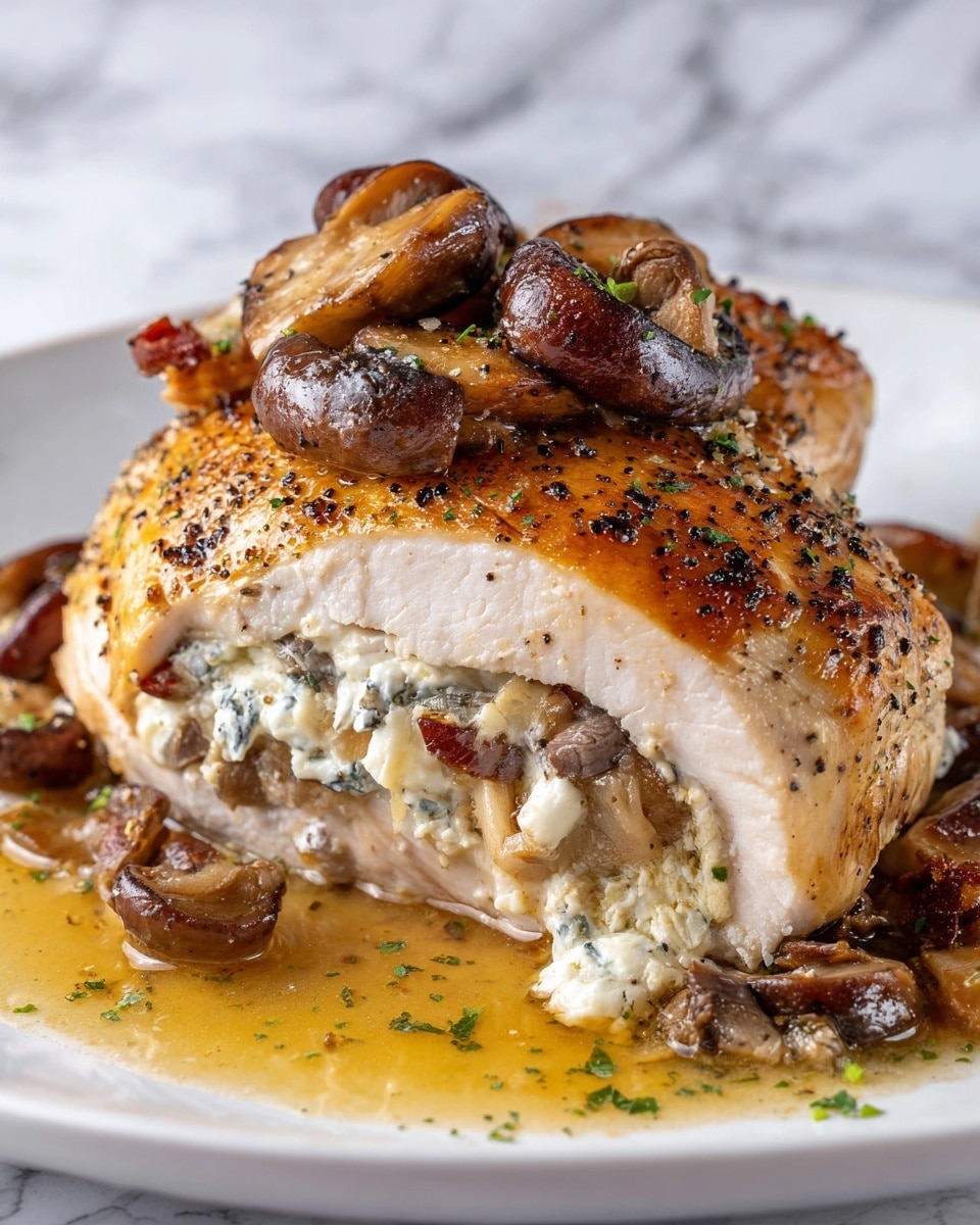 Garlic Butter Mushroom Stuffed Chicken Breast Recipe - Recipe Image