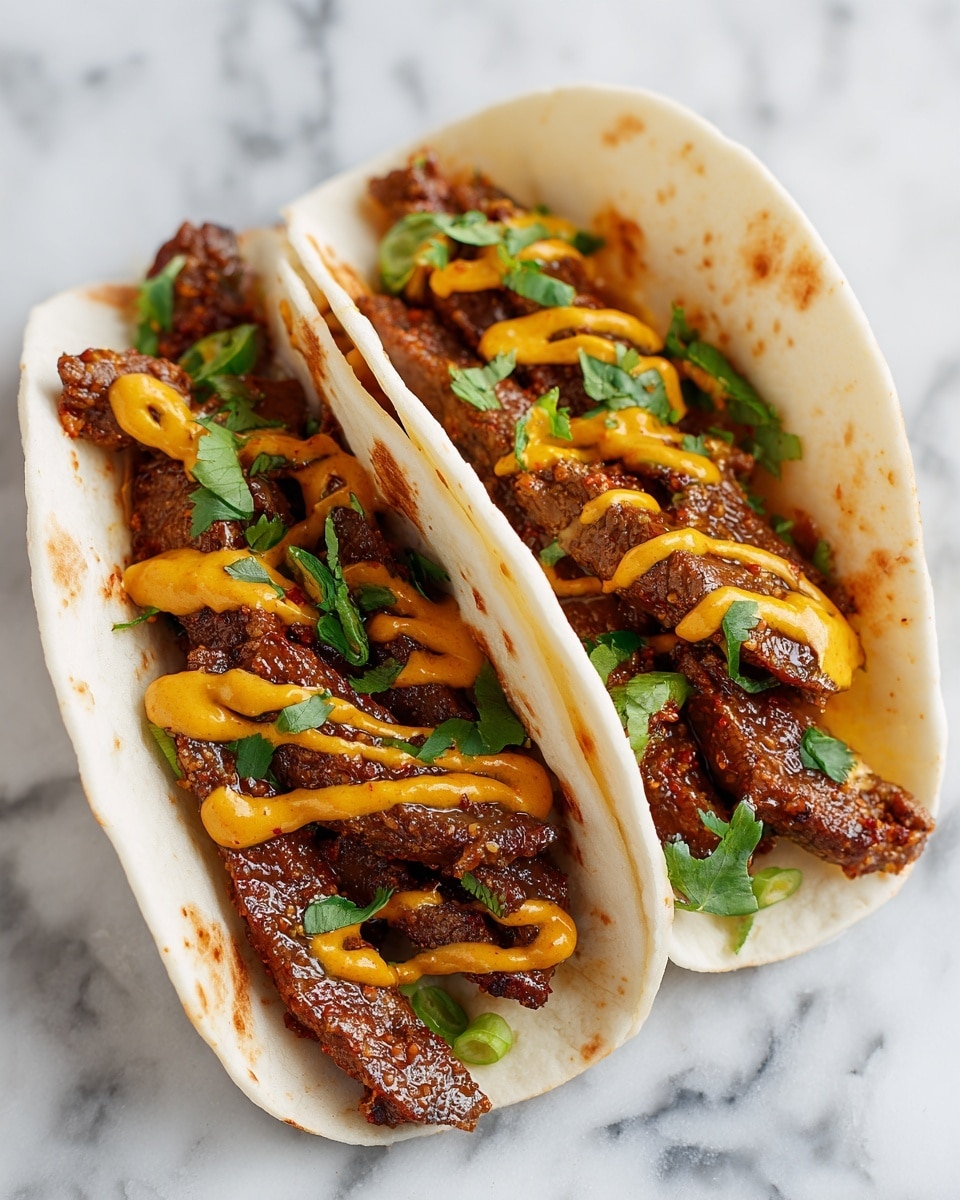 Garlic Butter Honey BBQ Beef Tacos Recipe - Recipe Image