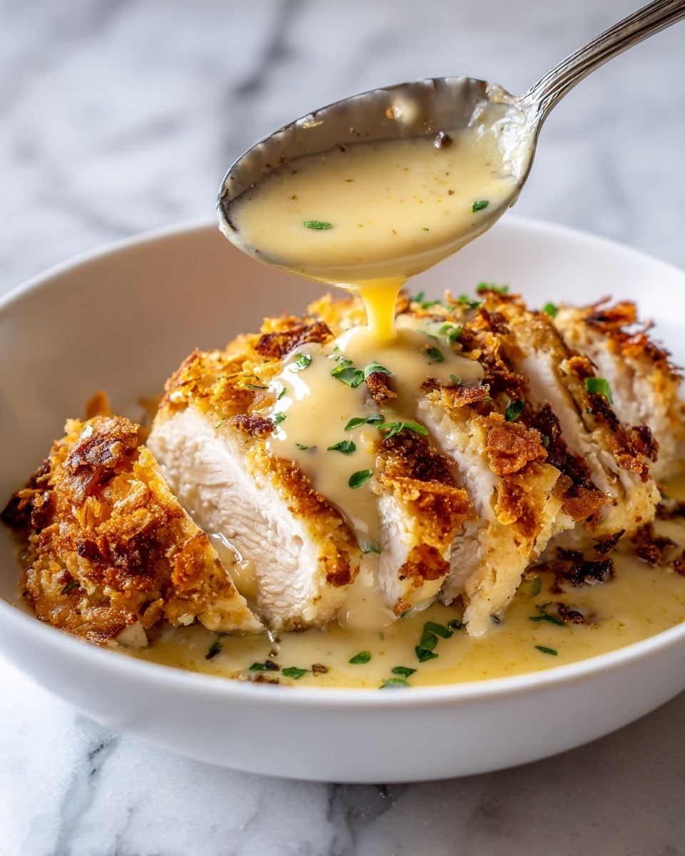 Parmesan Crusted Chicken with Creamy Garlic Sauce Recipe - Recipe Image