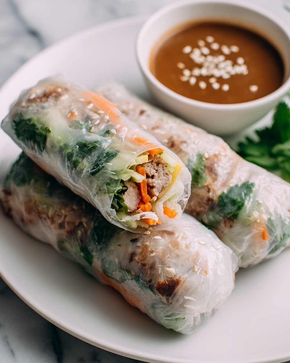 Beef Spring Rolls with Peanut Lime Dipping Sauce Recipe - Recipe Image