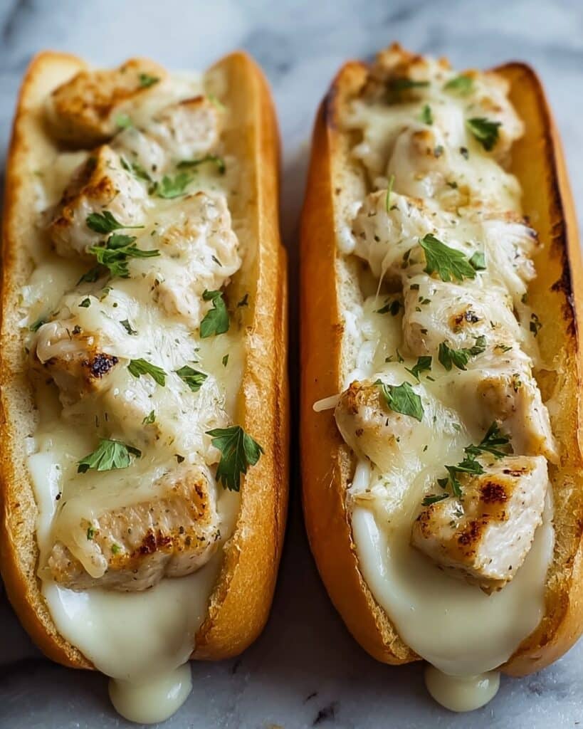 Chicken Alfredo Stuffed Garlic Bread Subs Recipe