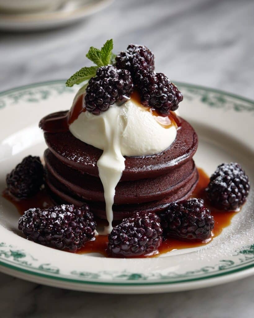 Activated Charcoal Pancakes with Blackberry Compote Recipe