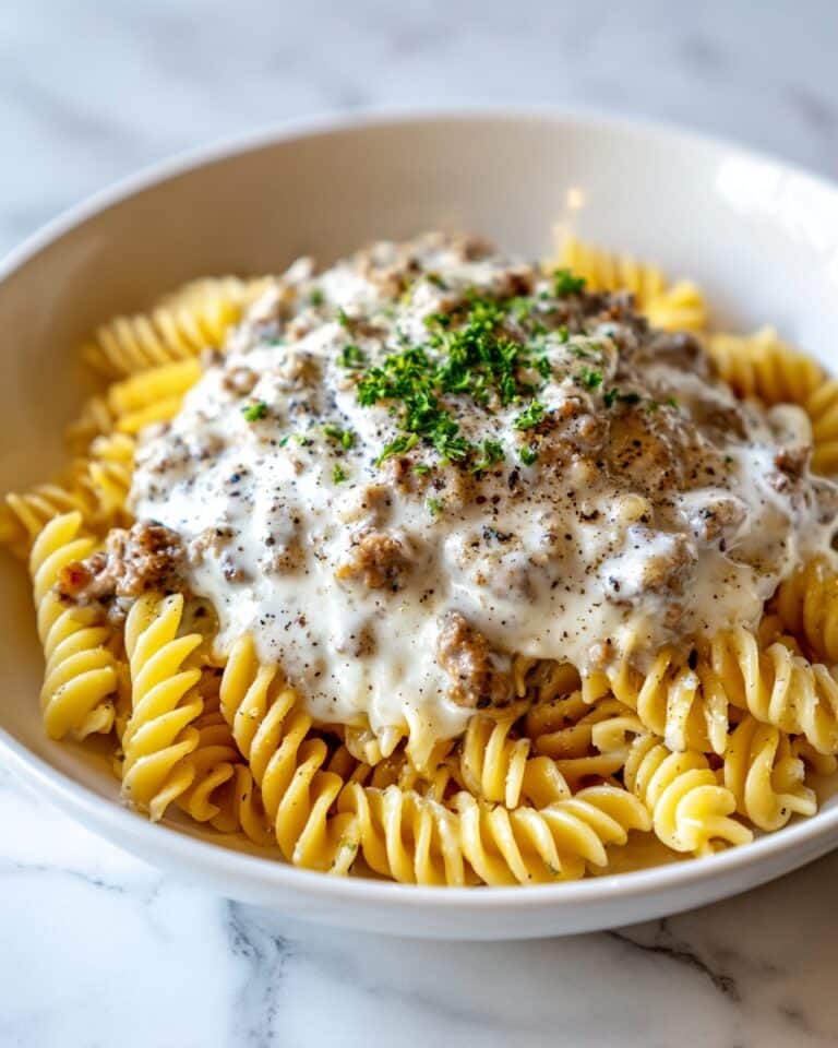 Beef and Rotini in Garlic Parmesan Sauce Recipe