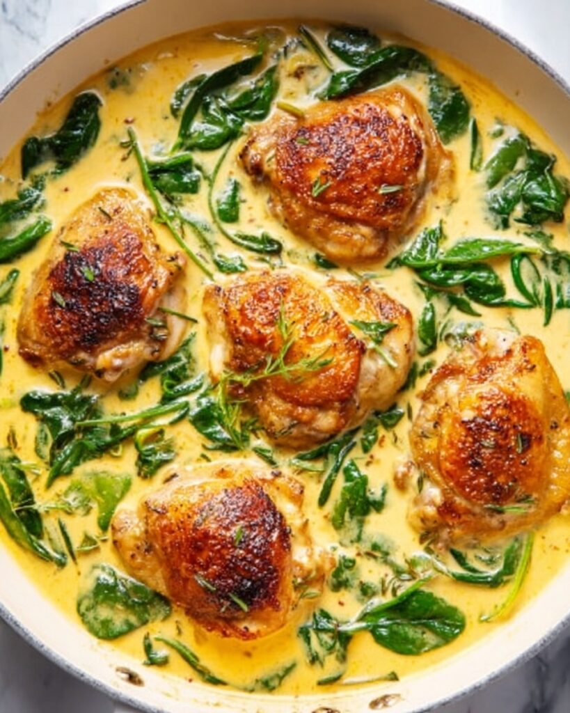 Creamy Garlic Skillet Chicken with Spinach Recipe