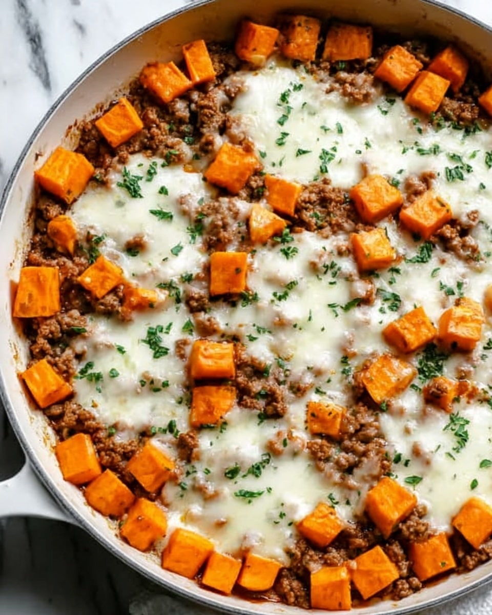 Cheesy Turkey and Sweet Potato Skillet Recipe - Recipe Image