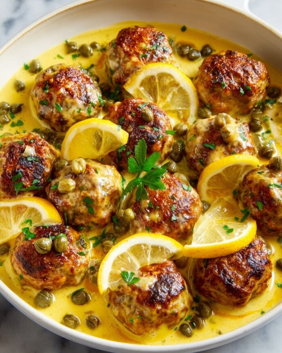 Saucy Chicken Piccata Meatballs Recipe - Recipe Image