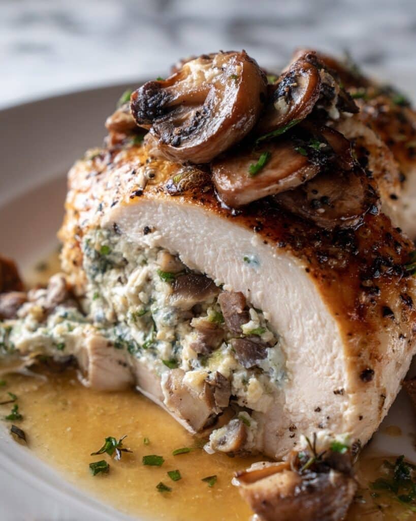 Garlic Butter Mushroom Stuffed Chicken Breast Recipe