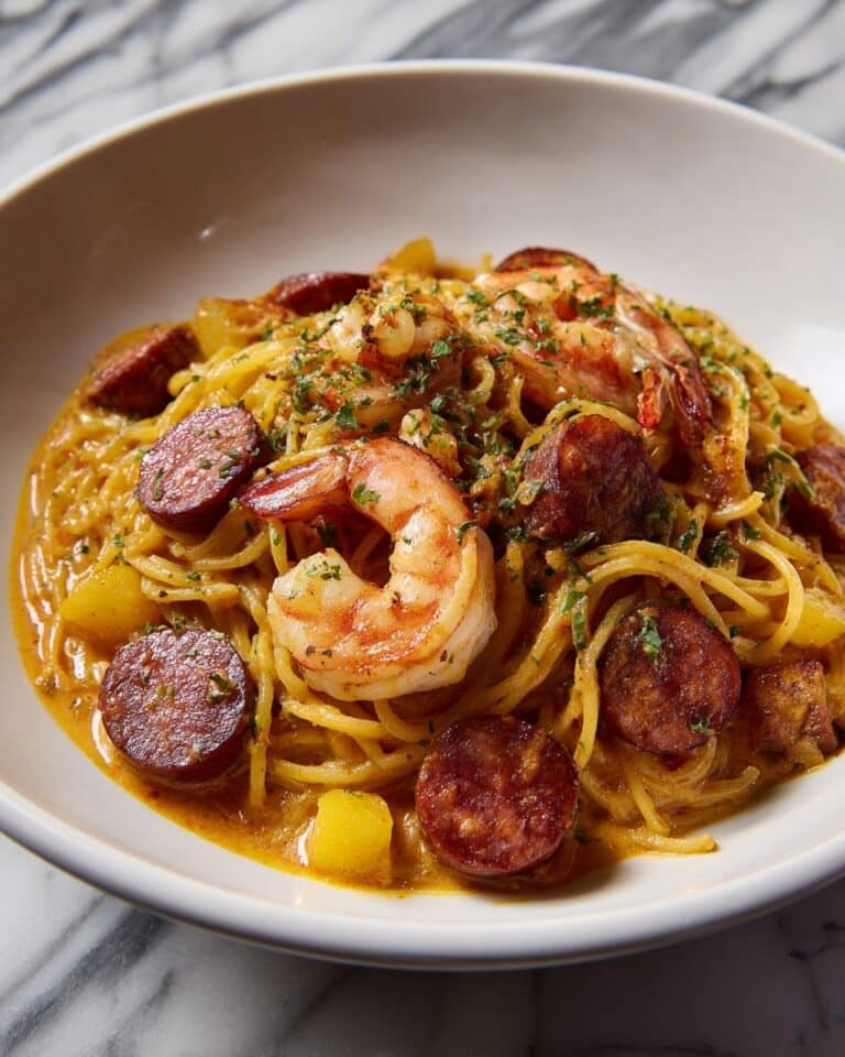 Creamy Cajun Pasta with Shrimp and Spicy Sausage Recipe