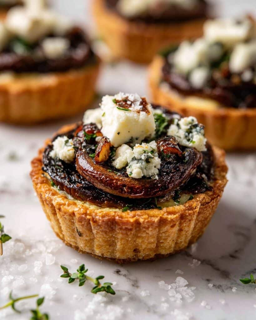 Savory Mushroom and Goat Cheese Tarts with Shallots Recipe