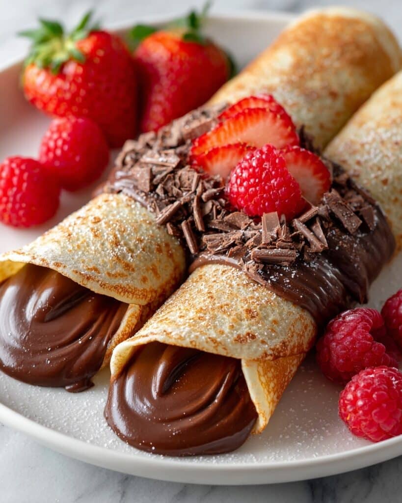 Handmade Chocolate-Filled Rolled Crêpes Recipe