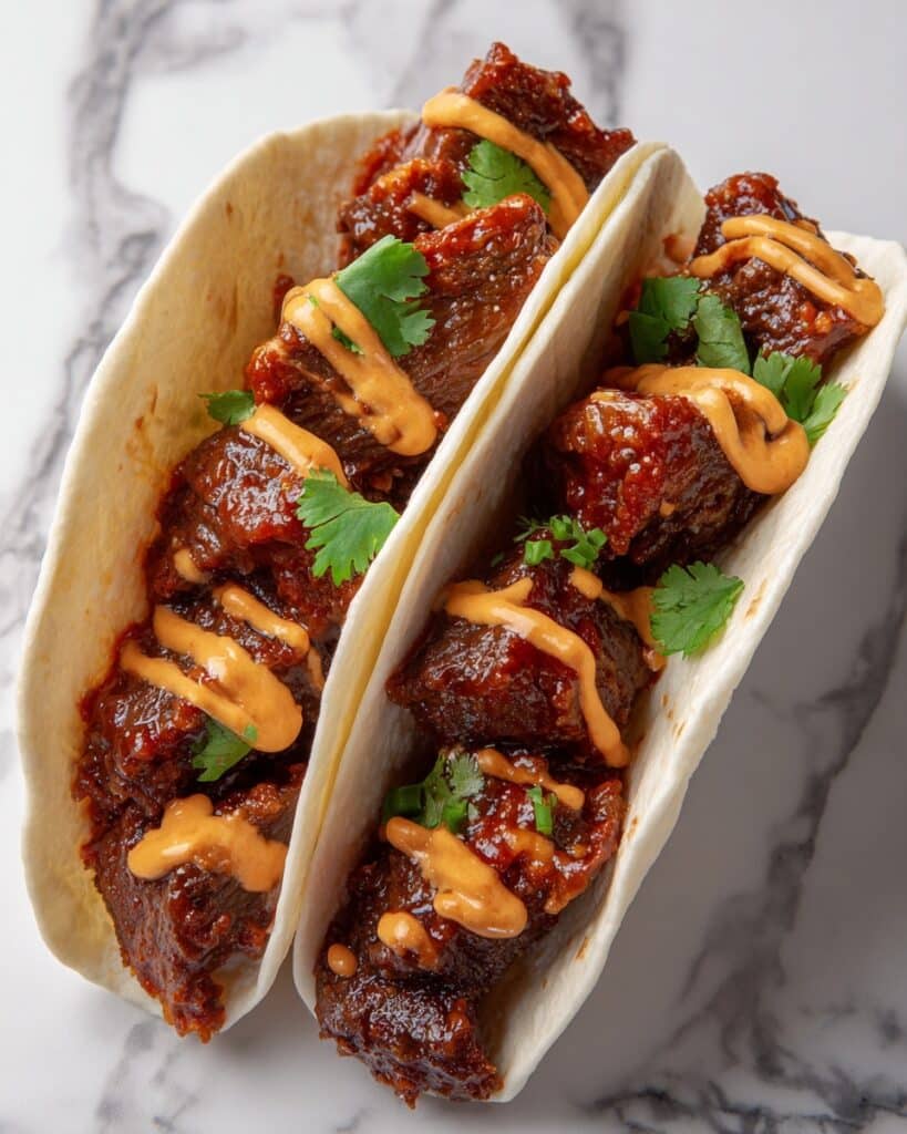 Garlic Butter Honey BBQ Beef Tacos Recipe