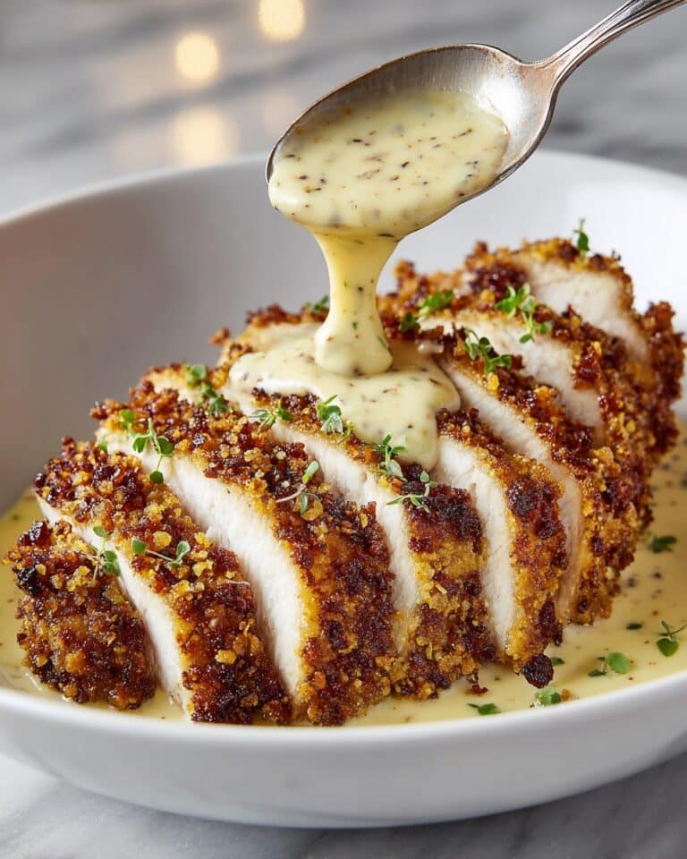 Parmesan Crusted Chicken with Creamy Garlic Sauce Recipe