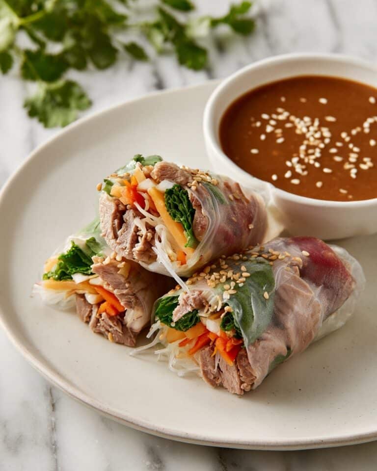 Beef Spring Rolls with Peanut Lime Dipping Sauce Recipe