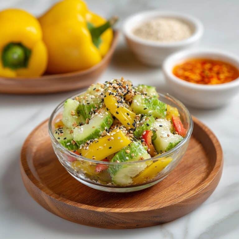 Cucumber and Sweet Pepper Salad with Sesame Ginger Dressing Recipe