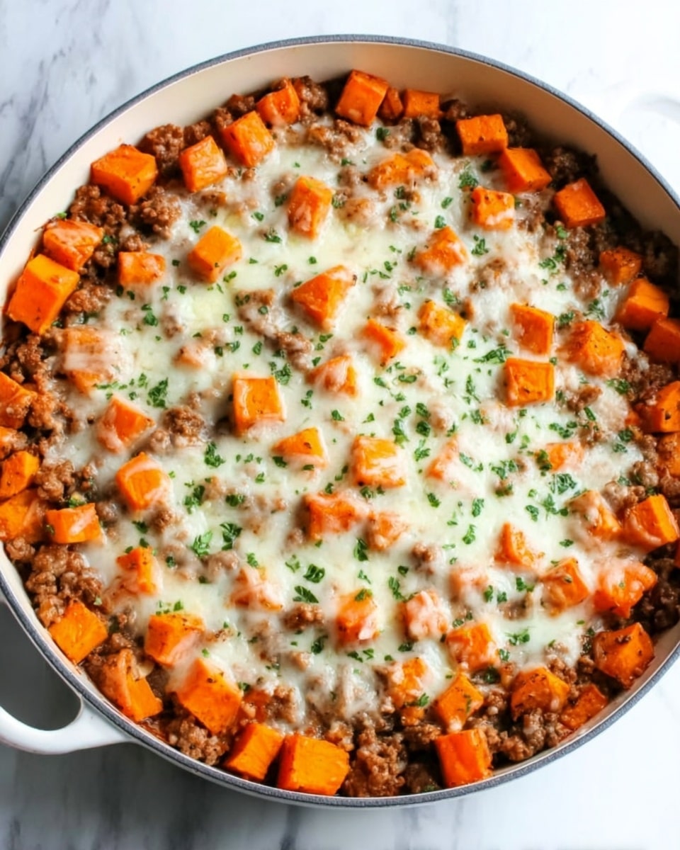 Cheesy Turkey and Sweet Potato Skillet Recipe - Recipe Image