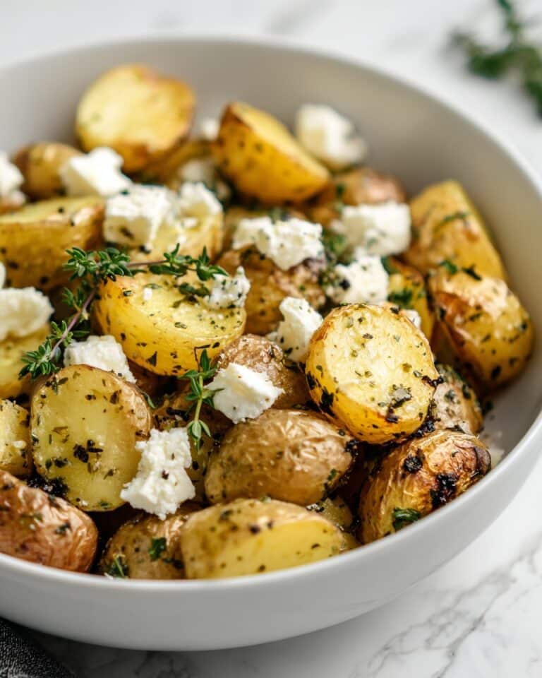 Roasted Potatoes with Baked Feta and Garlic Recipe