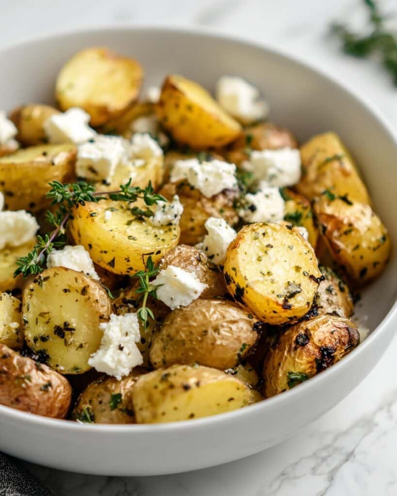 Roasted Potatoes with Baked Feta and Garlic Recipe