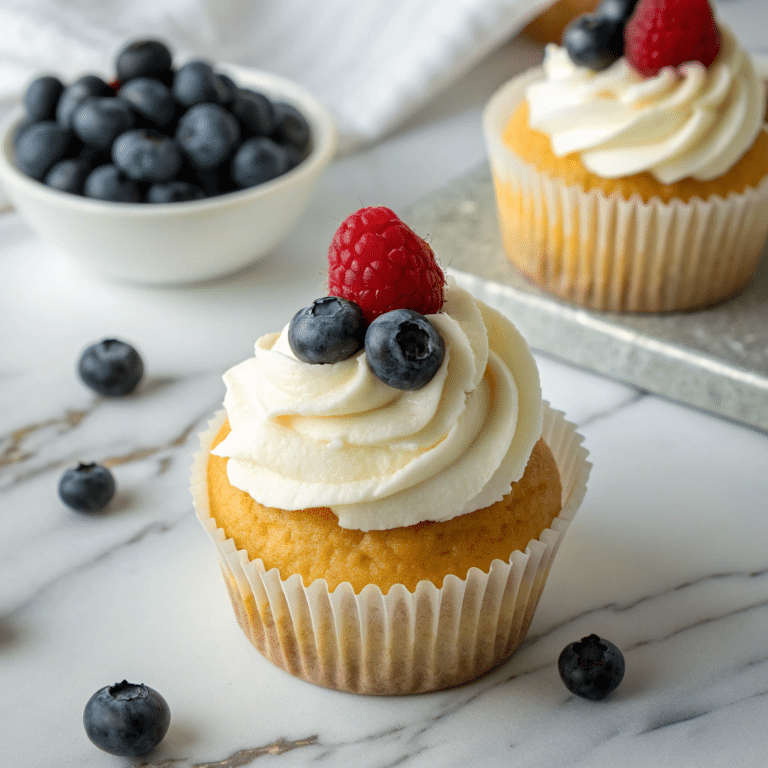 Angel Food Cupcakes with Whipped Cream and Berries Recipe