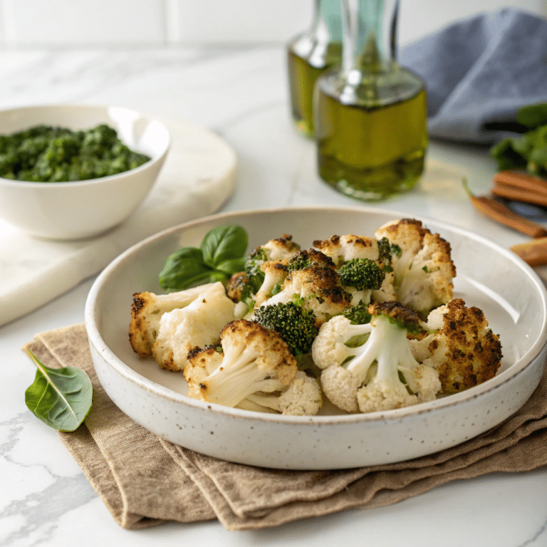 Parmesan Pesto Roasted Cauliflower Recipe