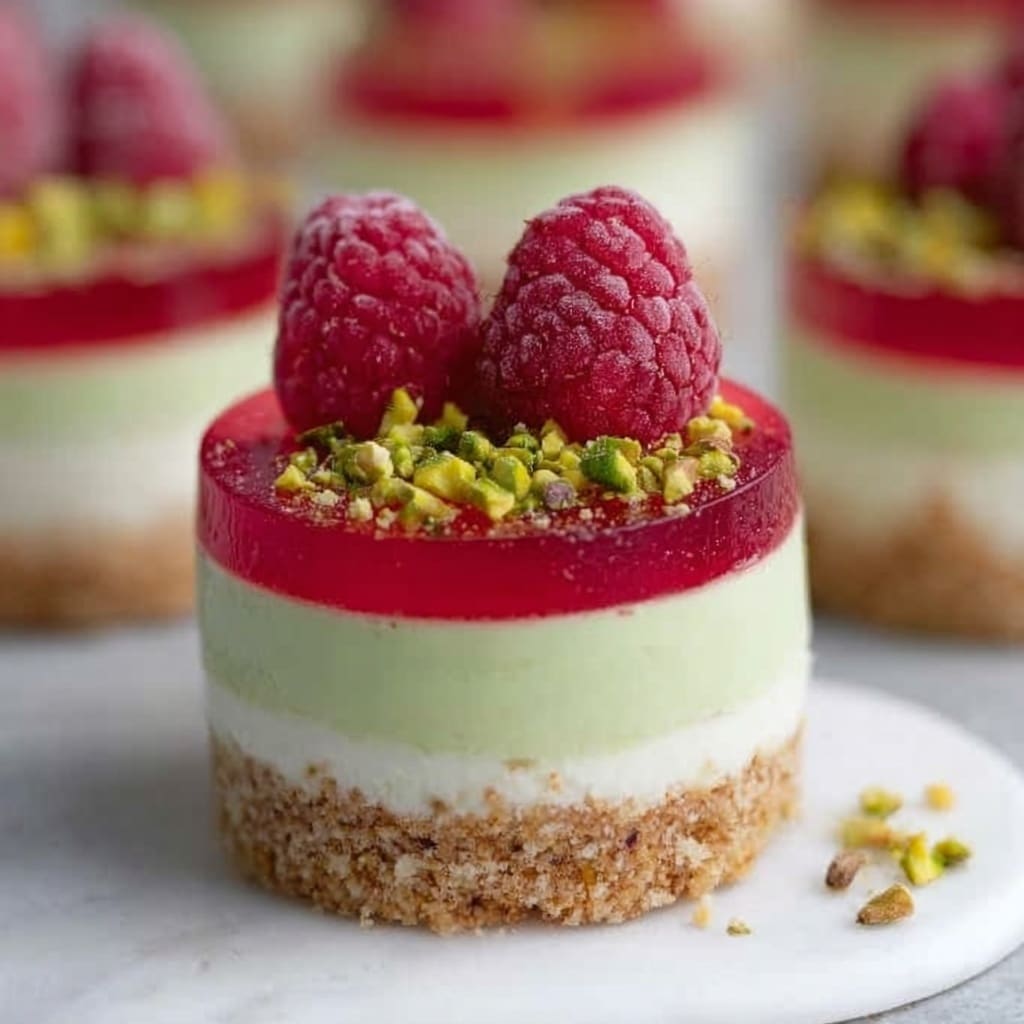 Raspberry Pistachio Mousse Cakes Recipe - Recipe Image