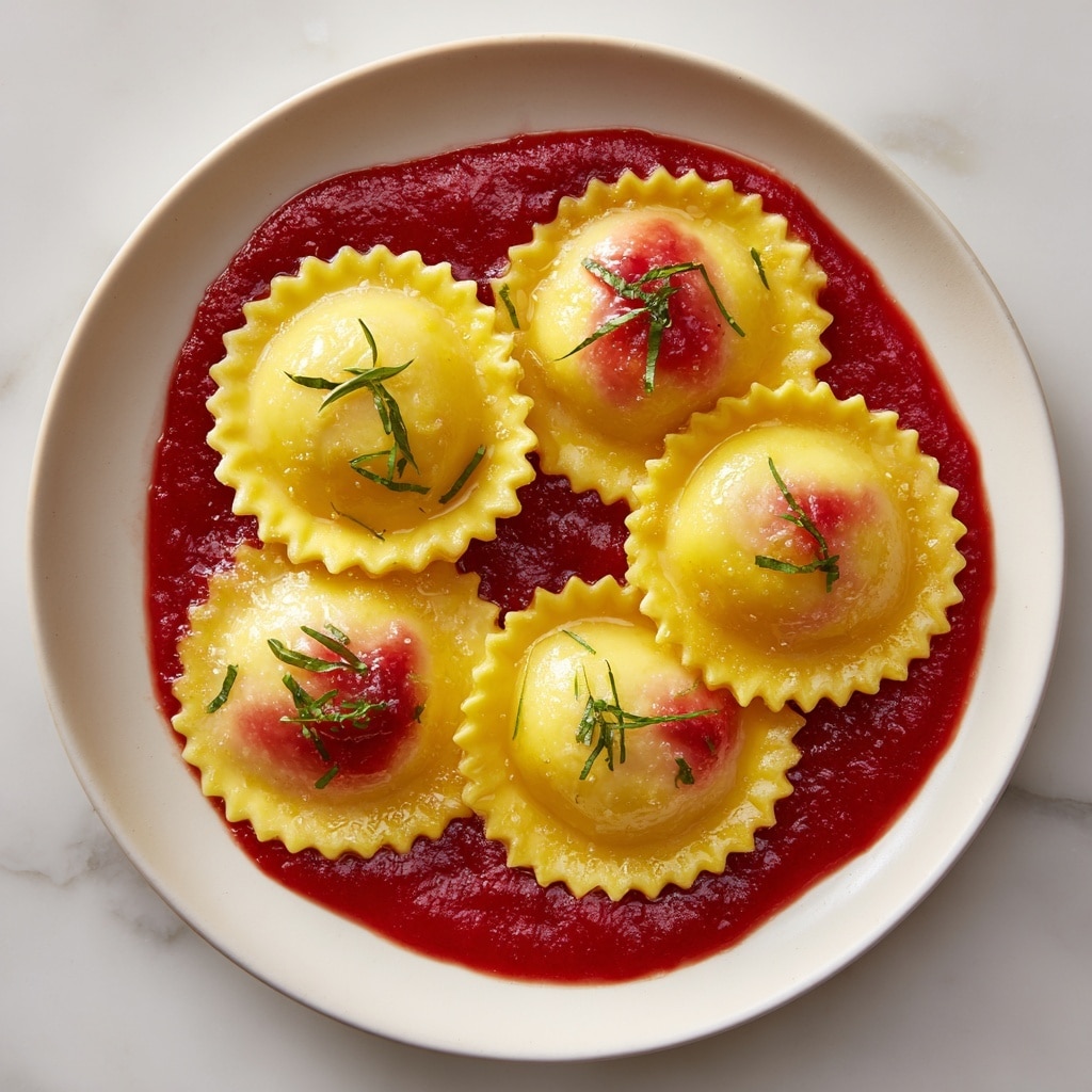 Ravioli Ears (Meat Ravioli Shaped Like Ears with Tomato Sauce) Recipe - Recipe Image